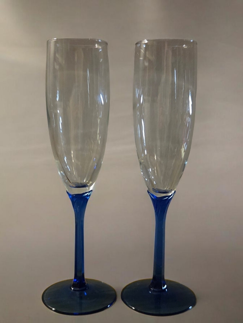 Set of Two Vintage Libby Domaine Cobalt Blue Champagne Flutes ♡